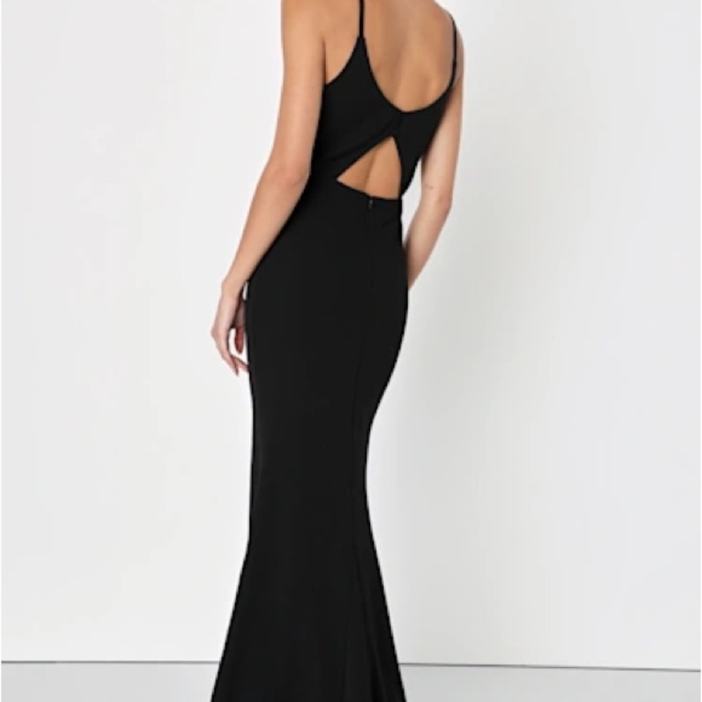 Lulu's Black Moments of Bliss Backless Mermaid Maxi Dress